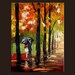 Rainy Kiss 18 x 24 PRINT Giclee Original Painting Modern Rainy Umbrella Couple Park Kiss Alley Colorful by MILEN