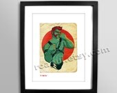 SALE - Green Fist - 8 x 11 Print - Sexy leather man