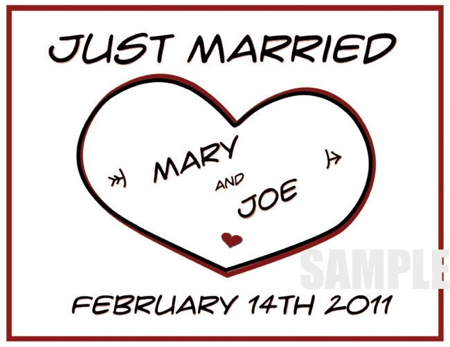 Just Married Car Sign - Personalized - Heart with Arrows