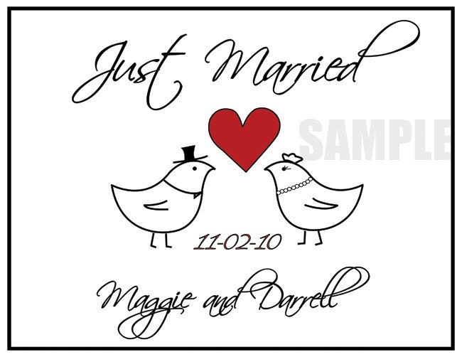 Elegant Love Birds Just Married  Car Sign - Personalized