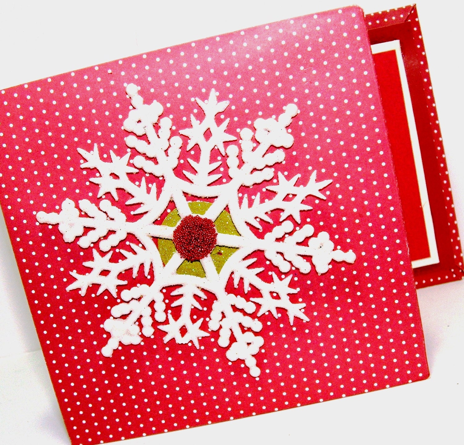 Bright Red Christmas Scrapbook, Snowflake Mini Album, Personalized Photo Album, Secret Santa Gift