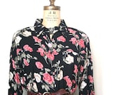 vintage blouse / shirt INDIA 1980's SOFT GRUNGE garden floral 
