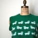 vintage sweater vest SHEEP fair isle KELLY GREEN 1980's novelty / silk & angora blend