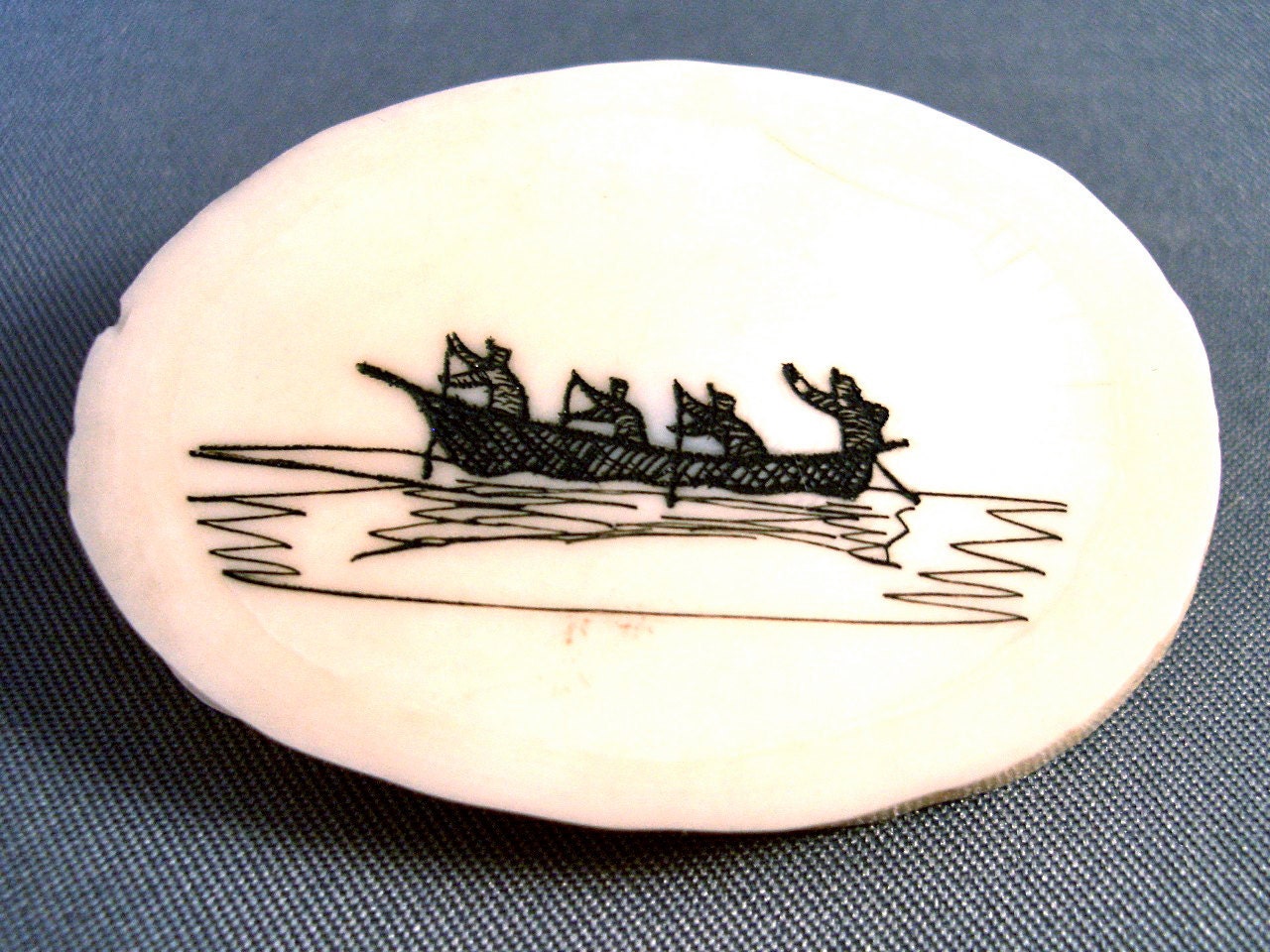 Vintage Weyahok Ivory Brooch Alaskan Scrimshaw Jewelry