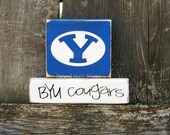 Mini BYU Cougars Wood Stacker...Get ready for football season and Ready to Ship
