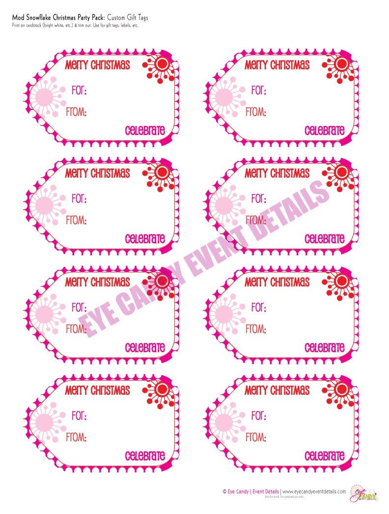 Mod Snowflake Christmas Printable Gift Tags Il_170x135