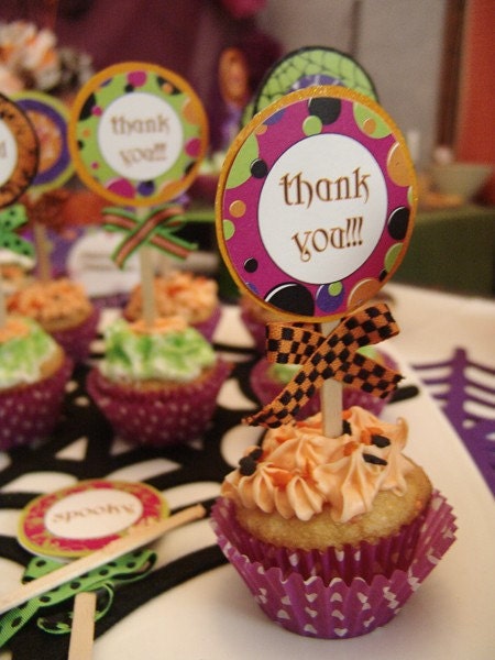 Glam Halloween Party Tags Printable DIY Party Circle Toppers Il_570xn