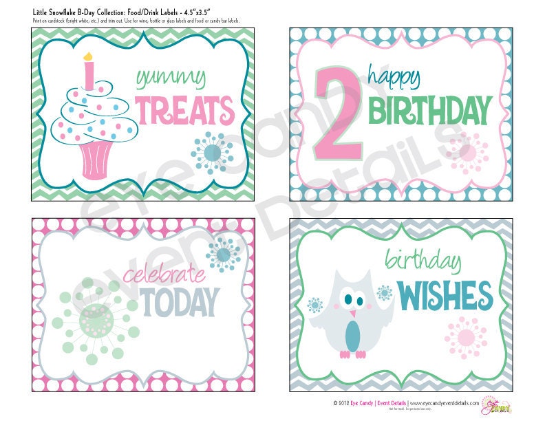 Little Snowflake - chevron OWL Happy Birthday Printable Party Pack Collection- FULL collection DIY - 1st birthday Il_570xn