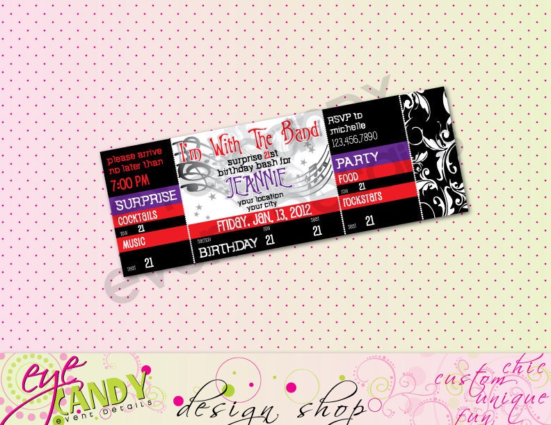 PRINTABLE RockStar - I'm with the Band - Happy Birthday Party Invite - Invitation Design Il_570xn