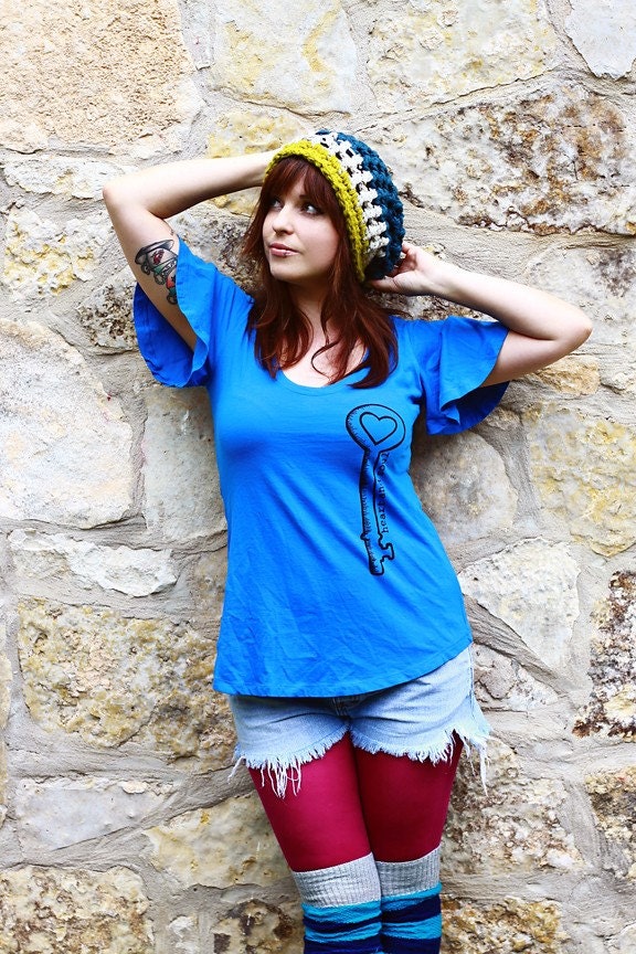 Heart and Soul Key Screenprinted Flutter Top