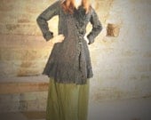Genuine Victorian Antique Jacket, black silk coat. Size medium M, Vintage coat embellished with lace. Mourning