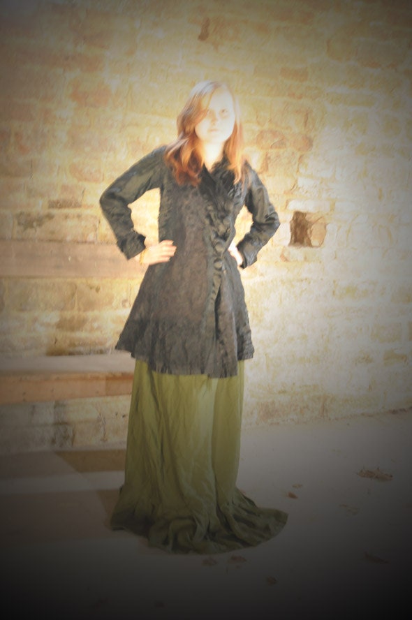 Genuine Victorian Antique Jacket, black silk coat. Size medium M, Vintage coat embellished with lace. Mourning