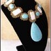 As Seen In Bead Trends Magazine (May 2012) Turquoise And Mother Of Pearl Embroidered Bib Necklace
