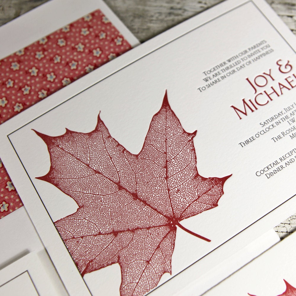 Maple Leaf Letterpress Wedding Suite