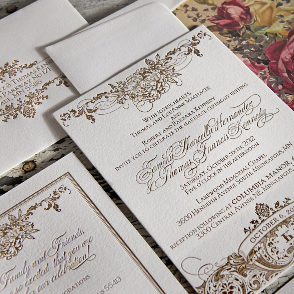 Victoriana Flora Letterpress Wedding Suite
