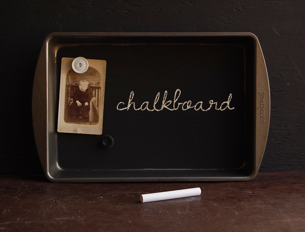 Chalkboard Tray with Magnets - Vintage Upcycled