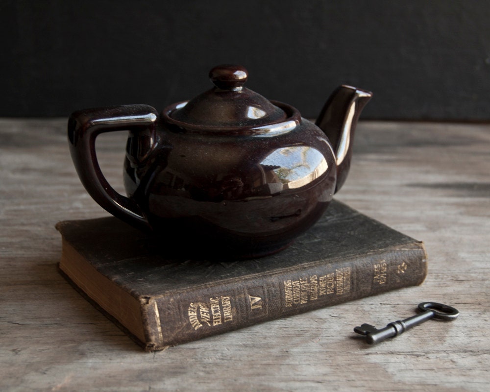 Vintage Brown Ceramic Teapot