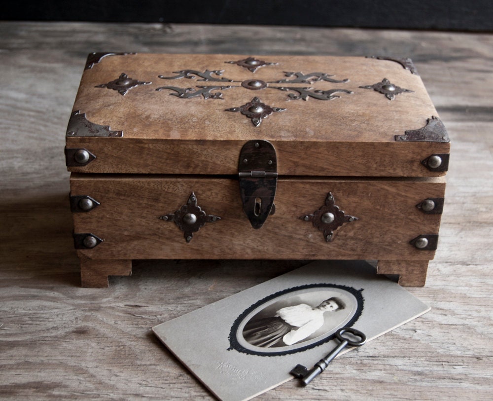 Wooden Treasure Chest Jewelry Box