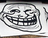 Troll Face decal (BLACK Vinyl) 5" x 4.083"