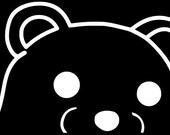 PedoBear peeking WHITE vinyl decal (Too Old) 4"x2.573"