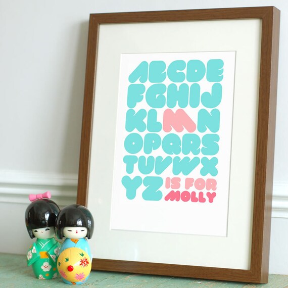 Personalized Alphabet Typography Art Print A4