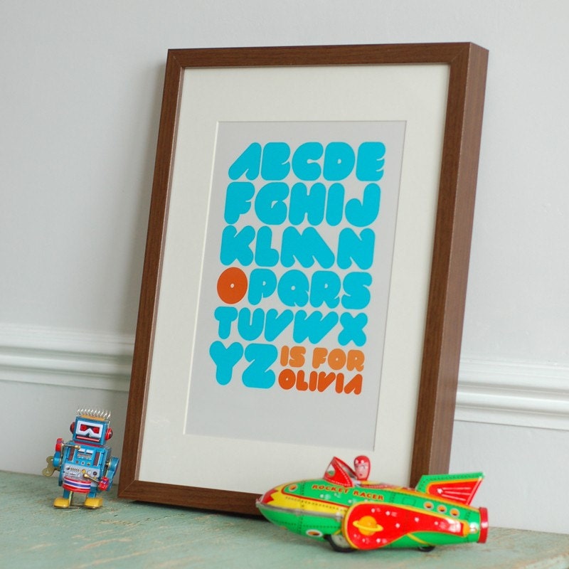 Personalized Alphabet Typography Art Print A4