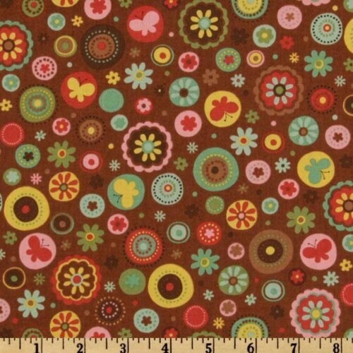 CLEARANCE - Keiki for Moda, Tweet Tweet, Circles in Bark, Cotton Fabric, 1 Yard, Coordinates Available