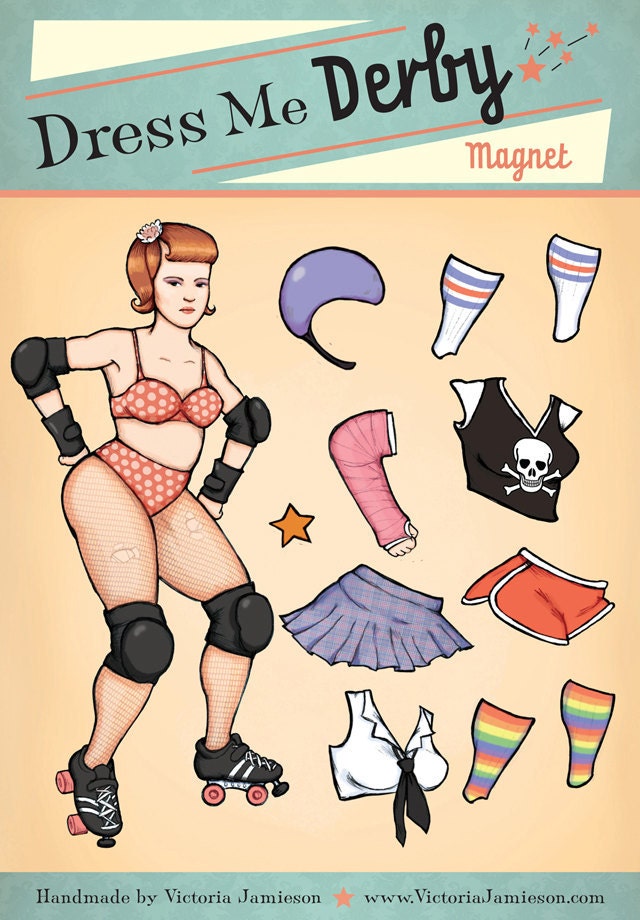 Roller Derby Dress-Up Magnet
