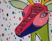 Original Abstract Whimsical Deer - 8x10 acrylic on canvas
