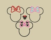 4 Designs - Miss Mouse Head with Bow Applique Embroidery Design  Plain Bow, Easter Eggs bow and Mouse Head Bow in 5x7  PLUS Mini for Hairbow