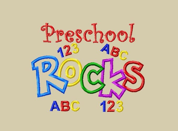 Design - Applique Preschool Rocks Embroidery Design 5x7