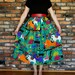 vintage animal print high waist maxi puffy pleated long full skirt (small)