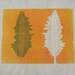 Fern leaves monotype print in fall colors on Japanese paper