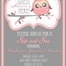 Sip and See Cute Owl Shower Invitation