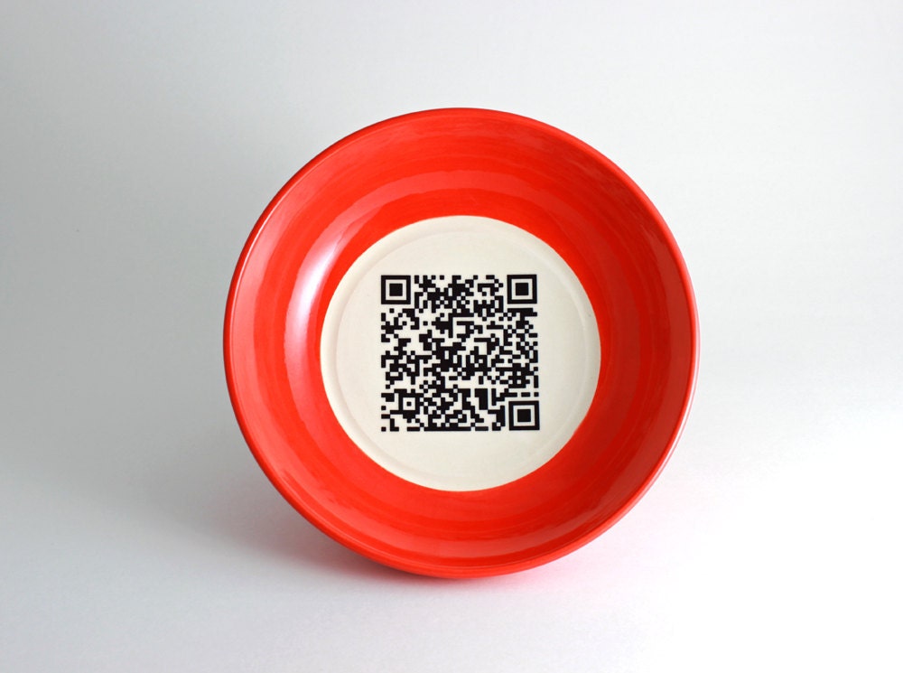 QR Code Mini Bowl in Red, White and Black