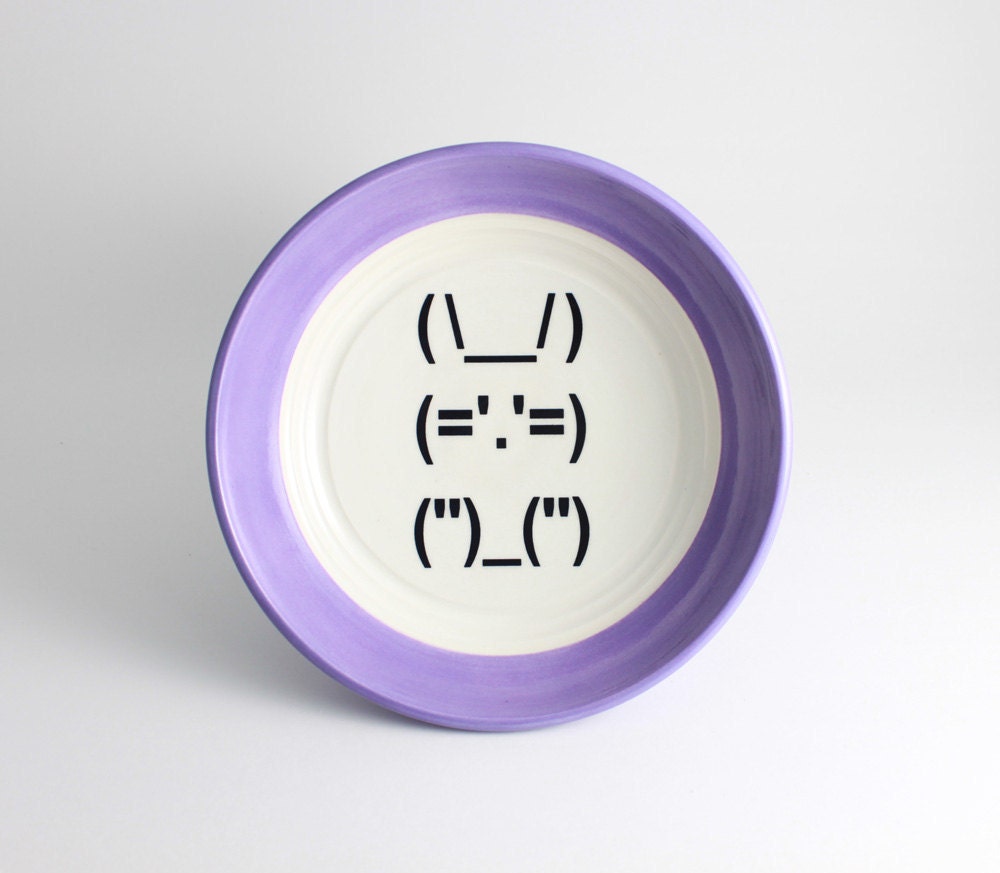 Lilac Bunny Rabbit - Pastel Purple Bowl with Ascii Computer Punctuation Bunny