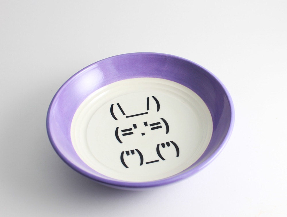 Lilac Bunny Rabbit - Pastel Purple Bowl with Ascii Computer Punctuation Bunny