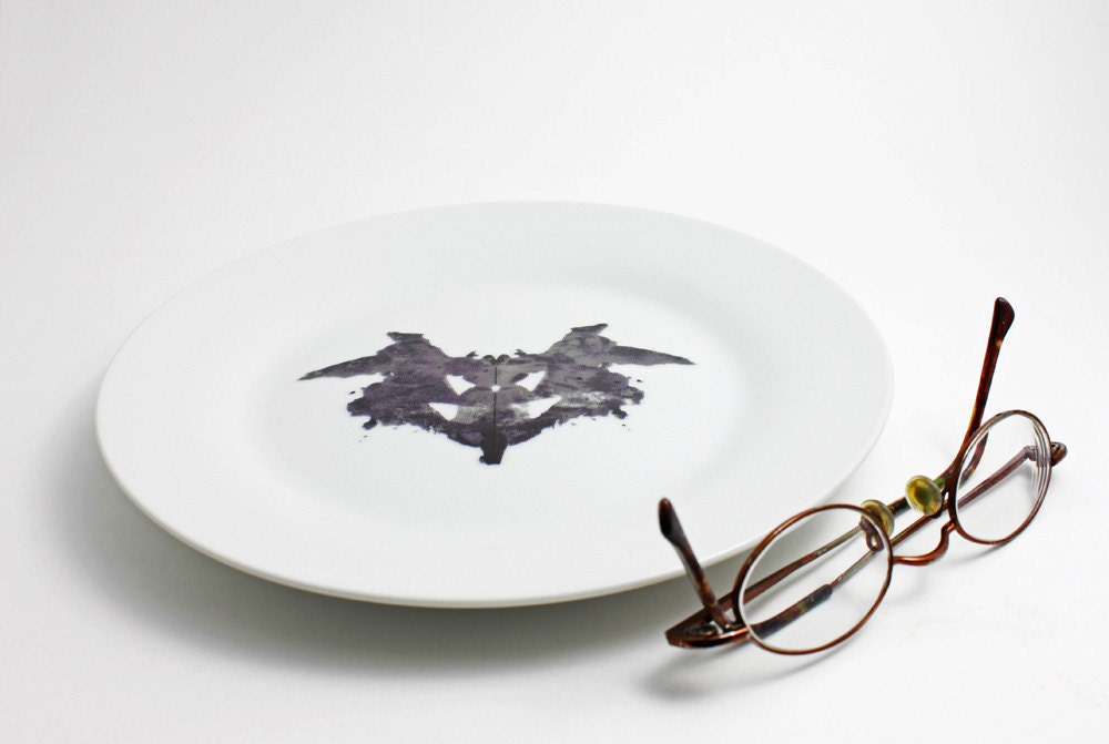 Rorschach Test - Psychiatrist Ink Blot Plate in Black and White