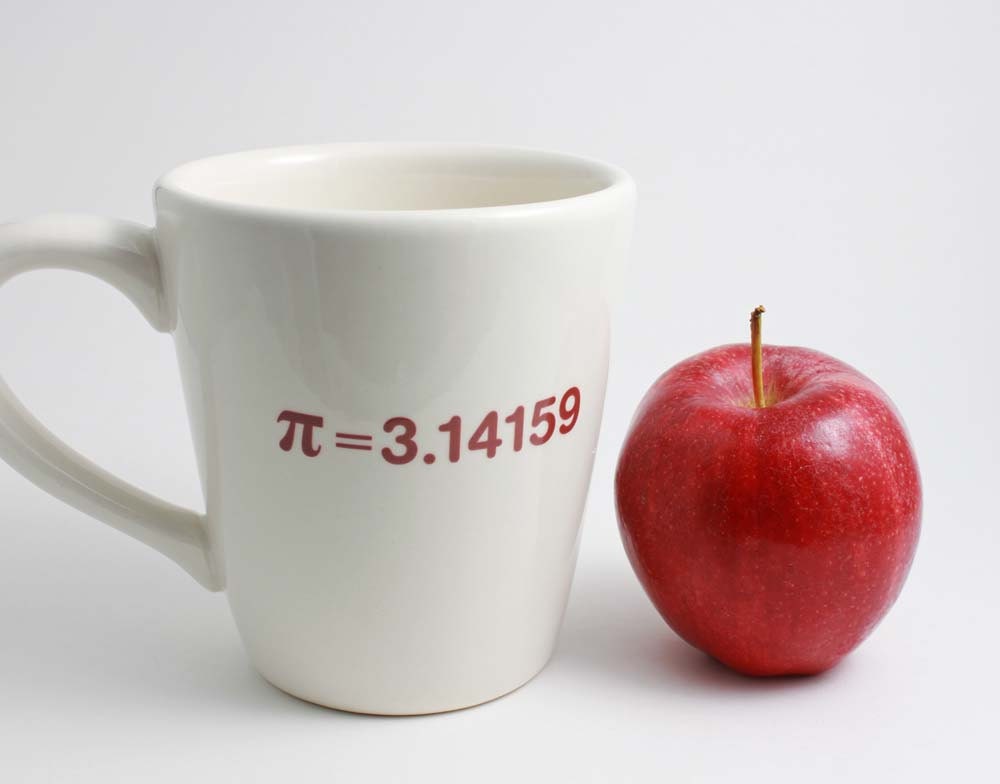 Pi Math Mug - 3.14 Red and White Coffee Mug with Pi