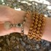 108 bead mala wrap bracelet , or necklace, sandalwood, malachite and Vintage coin