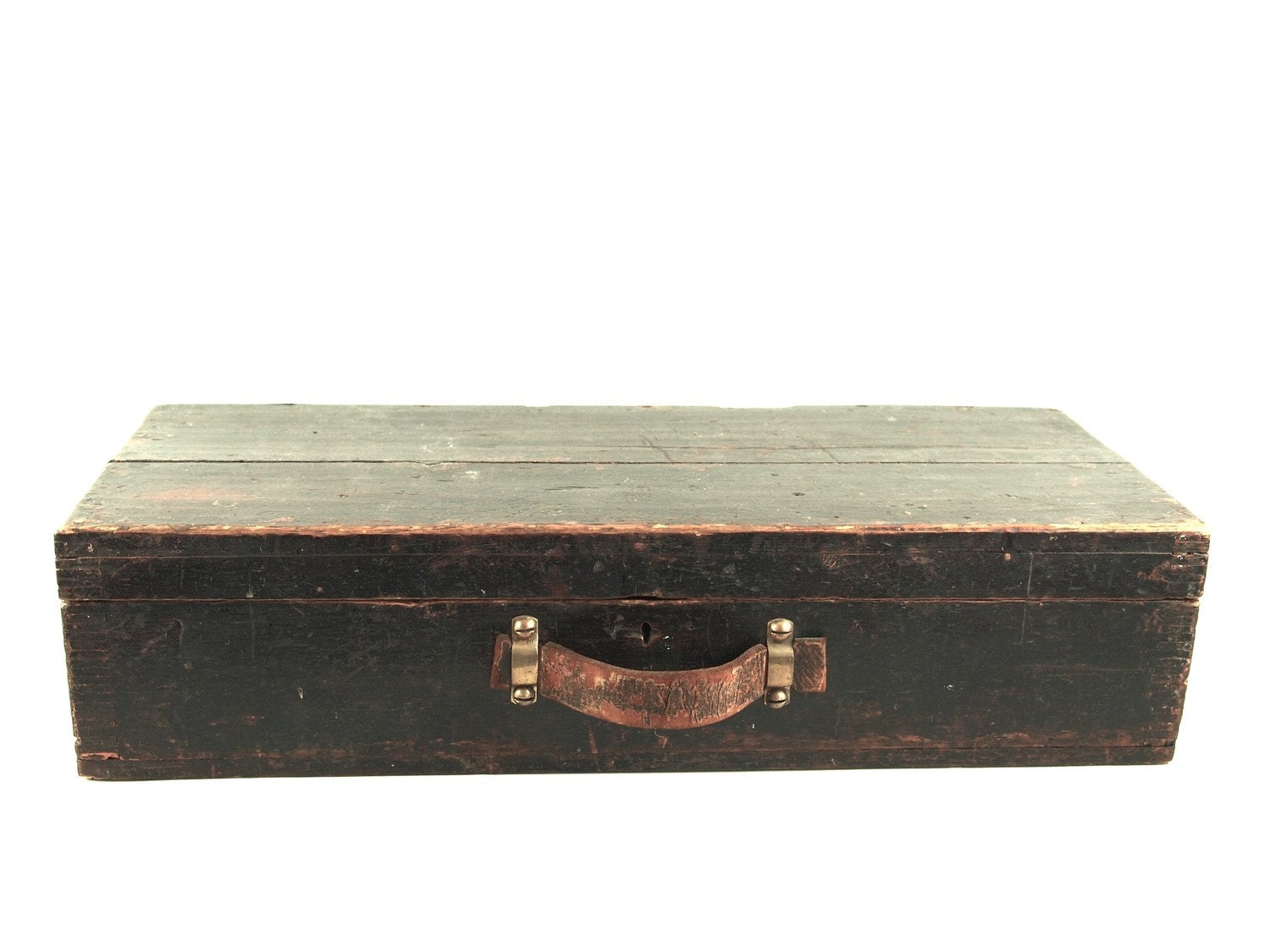 Vintage Wooden Box with Leather Handle by longbarnmercantile