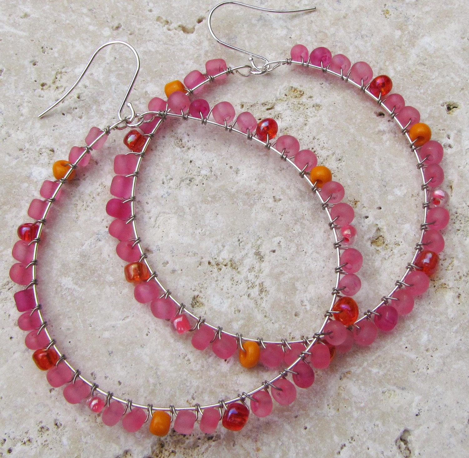 Cotton Candy Wire Wrapped Hoops