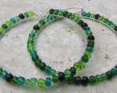 Emerald Green Wire Wrapped Hoops