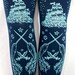 Pirate Narwhal Printed Tights Tattoo Small Blue Navy Womens Nautical