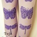 Butterfly and Dragonfly Tights Medium Tall Amethyst Purple on Lavender Lilac Purple Pastel Women Tattoo