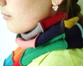 Cashmere Scarf Patchwork Bright Eco Chic Fashion, Recycled Clothing by WormeWoole