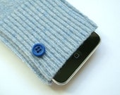 iPod Cover iPhone Case BABY BLUE Cell Phone Sleeve Felted Wool iPhone 4 by WormeWoole