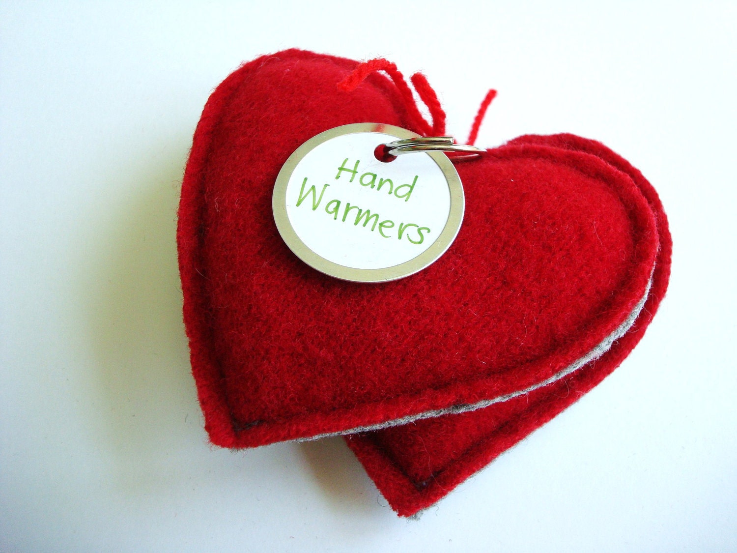 Pocket Hand Warmers RED HOT HEARTS Felted Wool 6 Pairs Eco Gift by