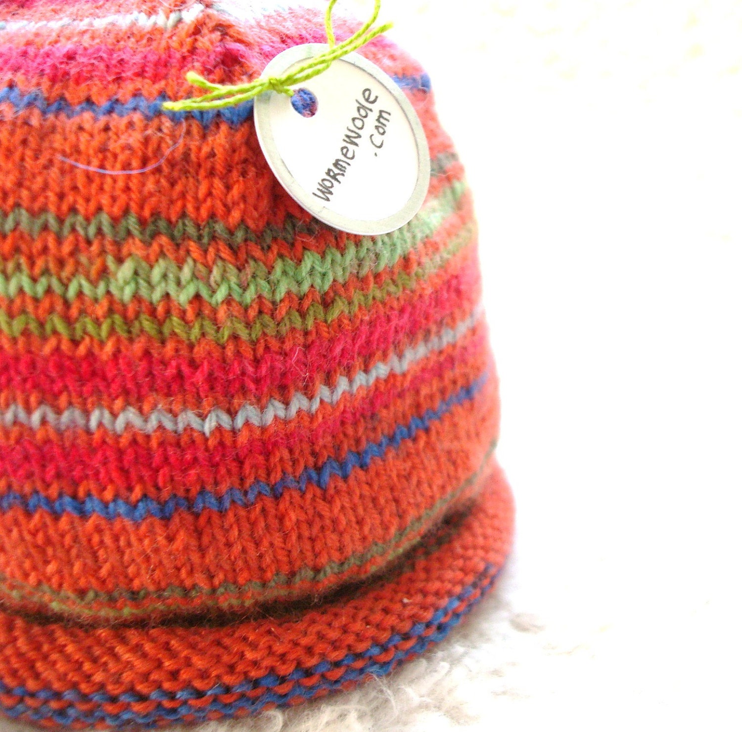 Baby Hat Newborn Preemie ORANGE Hand Knit Cap by WormeWoole