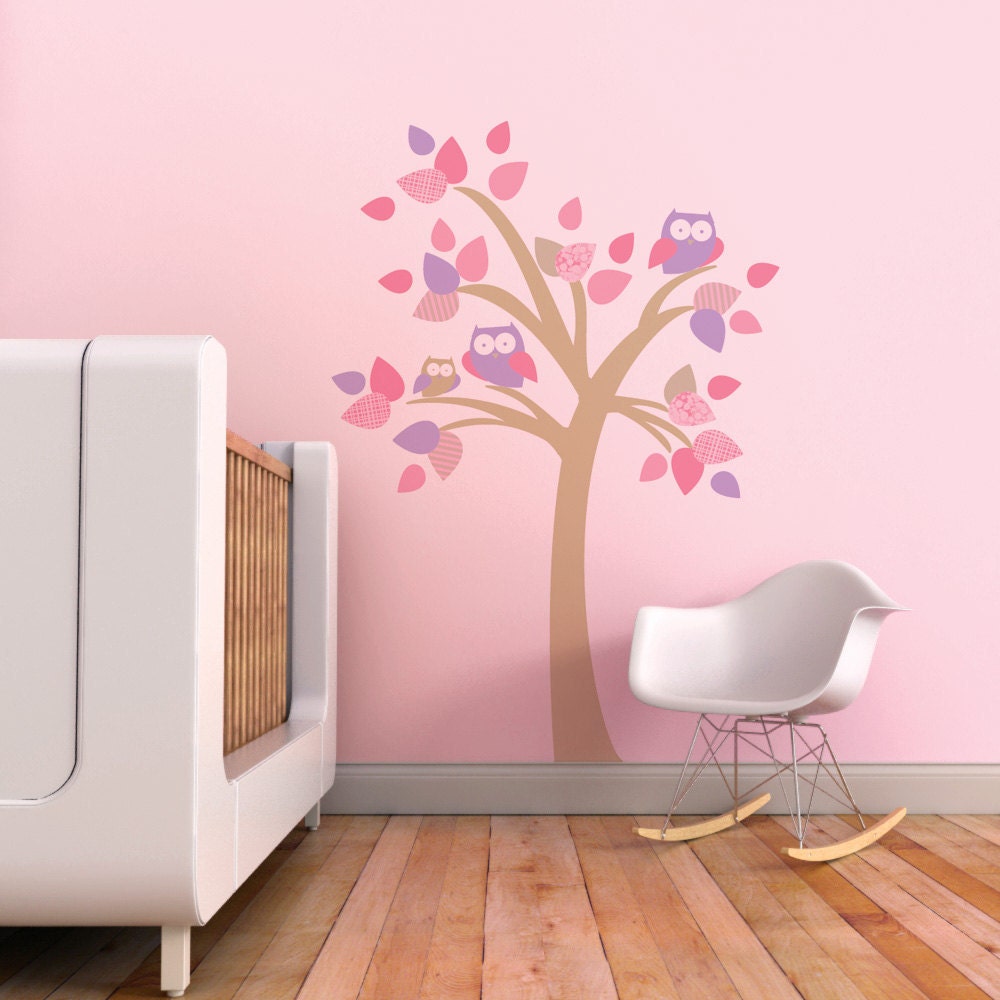 Children Decal. Tree with Owls Children Wall Decal